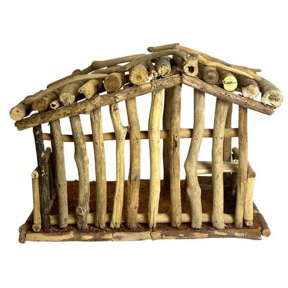 Handcrafted Art Design Driftwood Holy Family Angel 5PC Nativity Manger-Rare Find - Picture 5 of 14